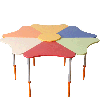 6-seater table "Chamomile" with height adjustment