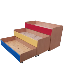 Three-tier children's bed made of chipboard
