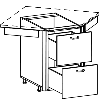 Section lower corner trapezoidal with drawers, H85Я