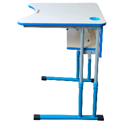 Single student table with height adjustment, with adjustment of an angle of inclination of a table-top 0-7-16 degrees (round pipe)