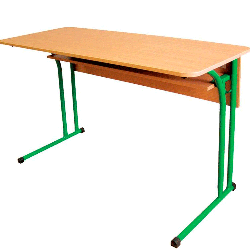 Double student table with fixed height (countertop with rounded corners)