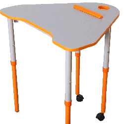 Universal mobile table with height and tabletop slope adjustment 
