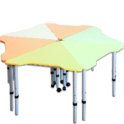 Mobile modular height-adjustable table "Triangle" 60°