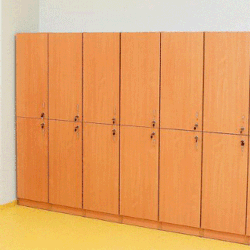 Double section for locker room with locks