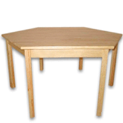 Children's hexagonal table from a natural wood (pine)