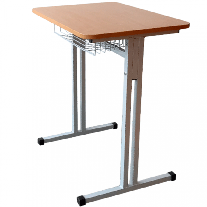 Single student table without height adjustment, with a metal shelf