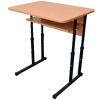 Стіл учнівський одномісний з полицею (квадратна труба) з регулюванням висоти, стільниця заокруглена