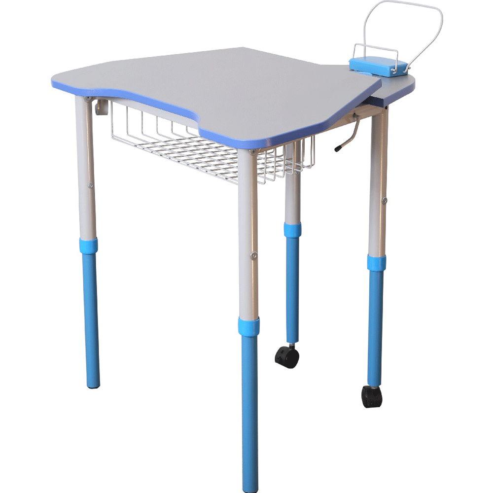 Стіл мобільний з регулюванням висоти та нахилу стільниці, з полицею