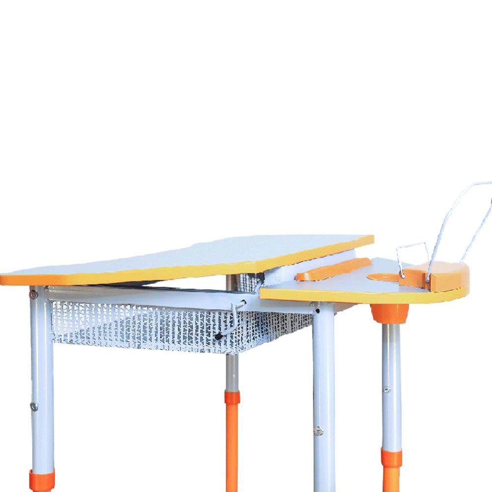 Стіл мобільний з регулюванням висоти та нахилу стільниці, з полицею