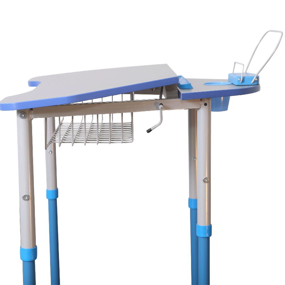 Стіл мобільний з регулюванням висоти та нахилу стільниці, з полицею