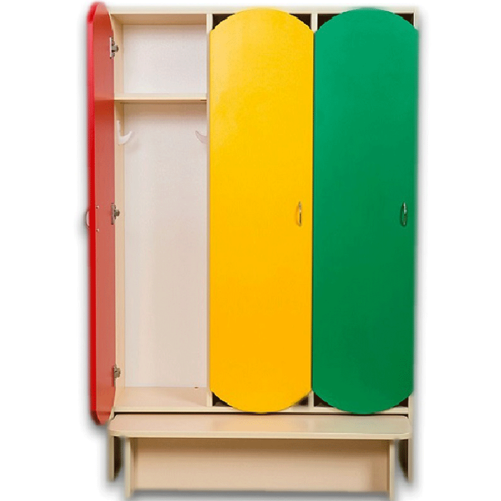 Шафа для дитячого одягу (тримісна з лавою)