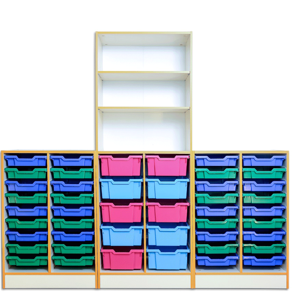 Storage cabinet with plastic drawers